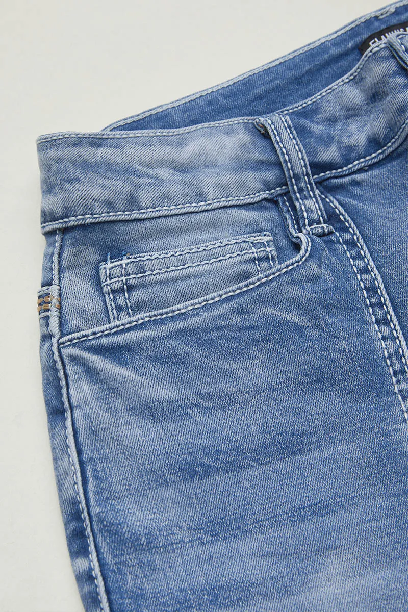Stitch Detail High Waist Bootcut Jeans Without Belt