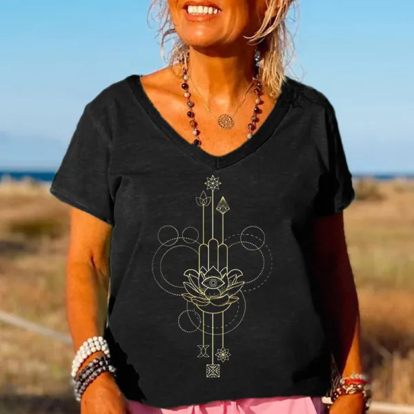 Classic lotus Printed Casual Women's T-shirt