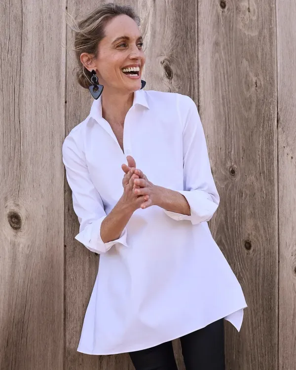 No-Iron Stretch Asymmetrical Tunic