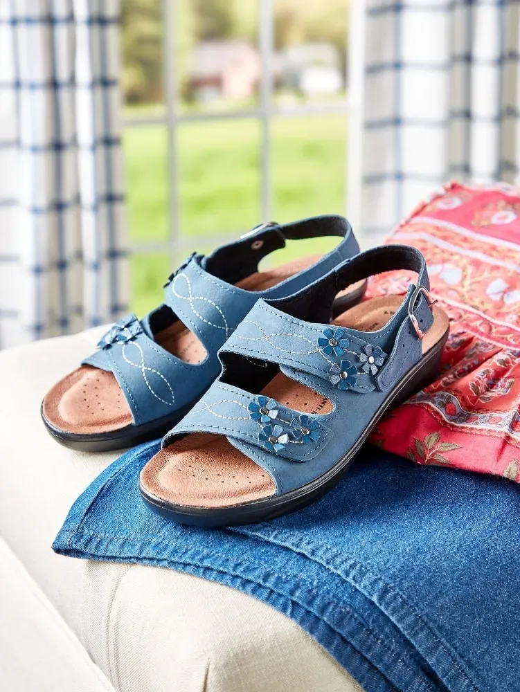 Women's Beautiful Blossoms Adjustable Leather Sandals