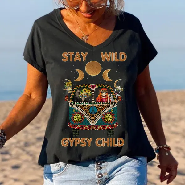 Stay Wild Gypsy Child Elephant Printed Graphic Tees