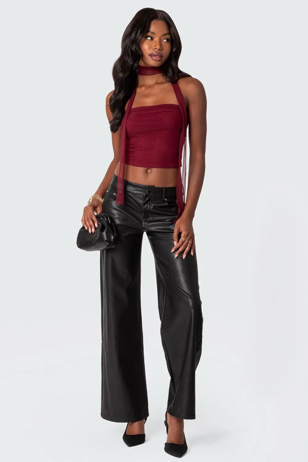 Faux Leather Straight Leg Pants