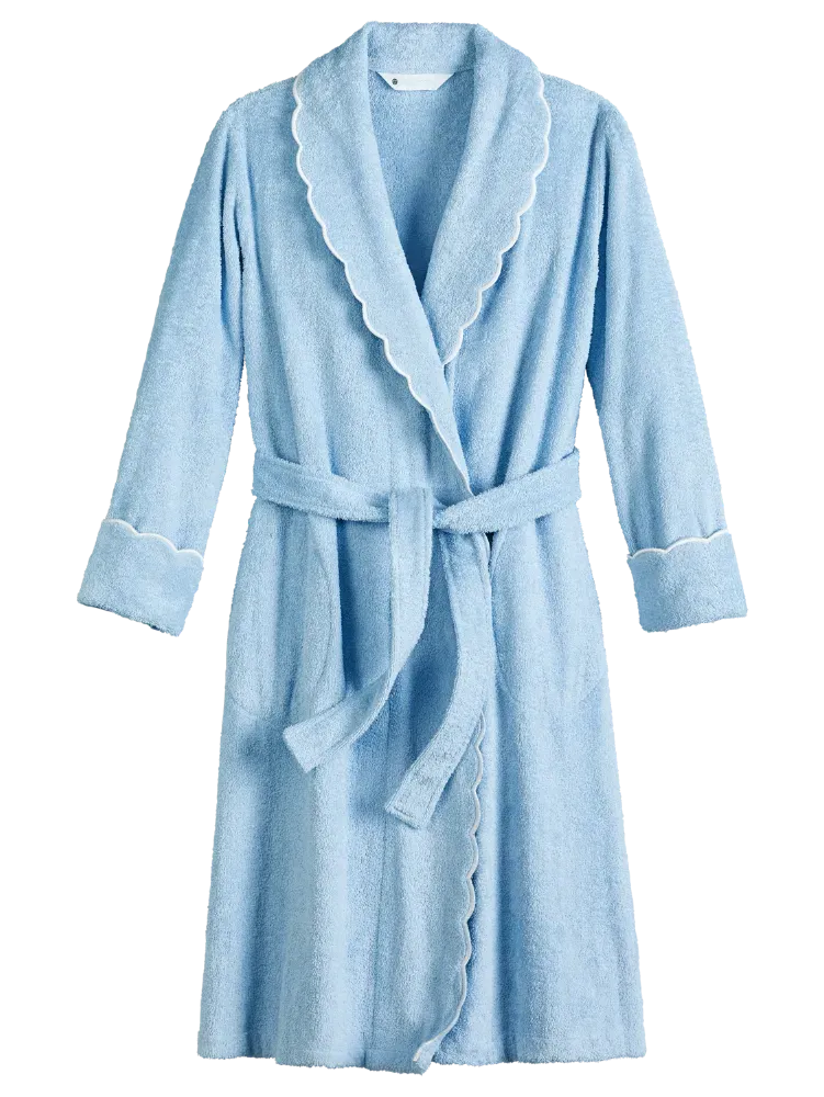 Ella Simone Scalloped Cotton Terry Bath Robe