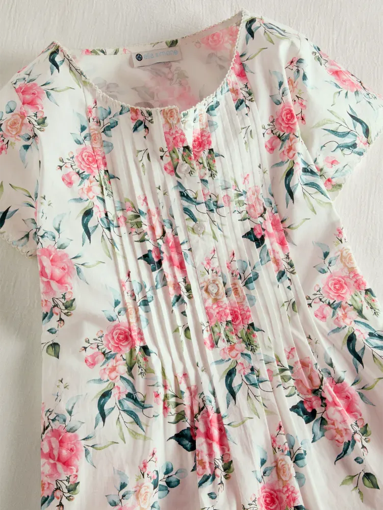 Ella Simone Bed of Roses Pintuck Nightgown