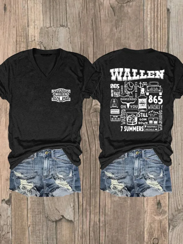 Women'S Wallen 2025 V-Neck T-Shirt