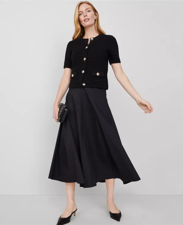 Poplin Gored Midi Skirt