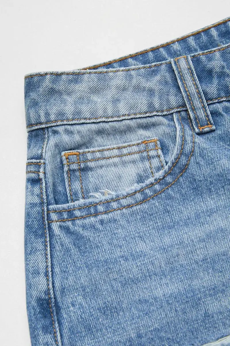Cut Out Raw Hem High Waist Straight Leg Cropped Jeans