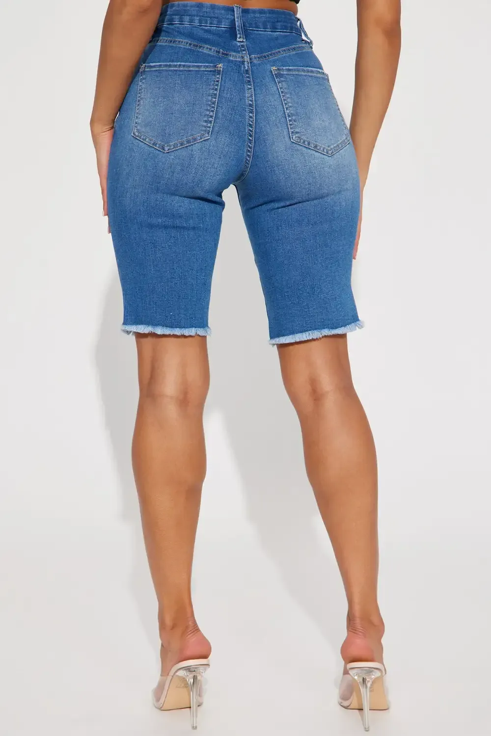Check You Out Stretch Denim Bermuda Shorts - Medium Wash