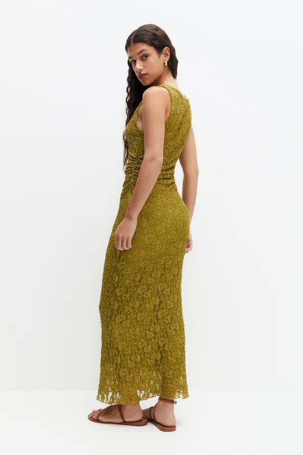 Vestido midi encaje manga sisa