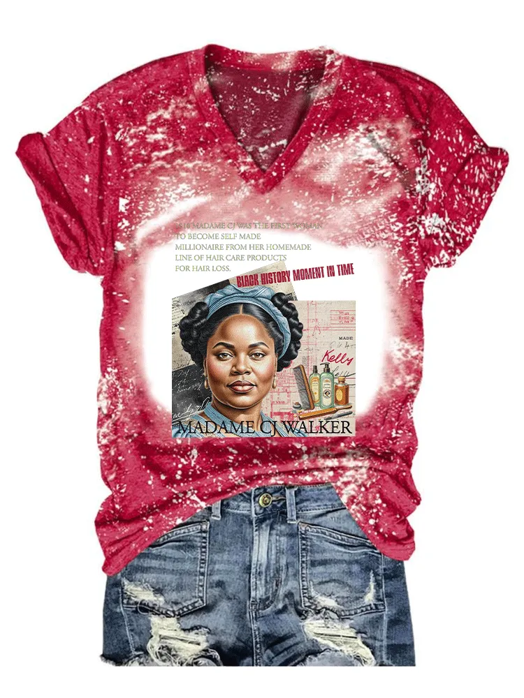 Women'S Black History Moment In Time V-Neck T-Shirt