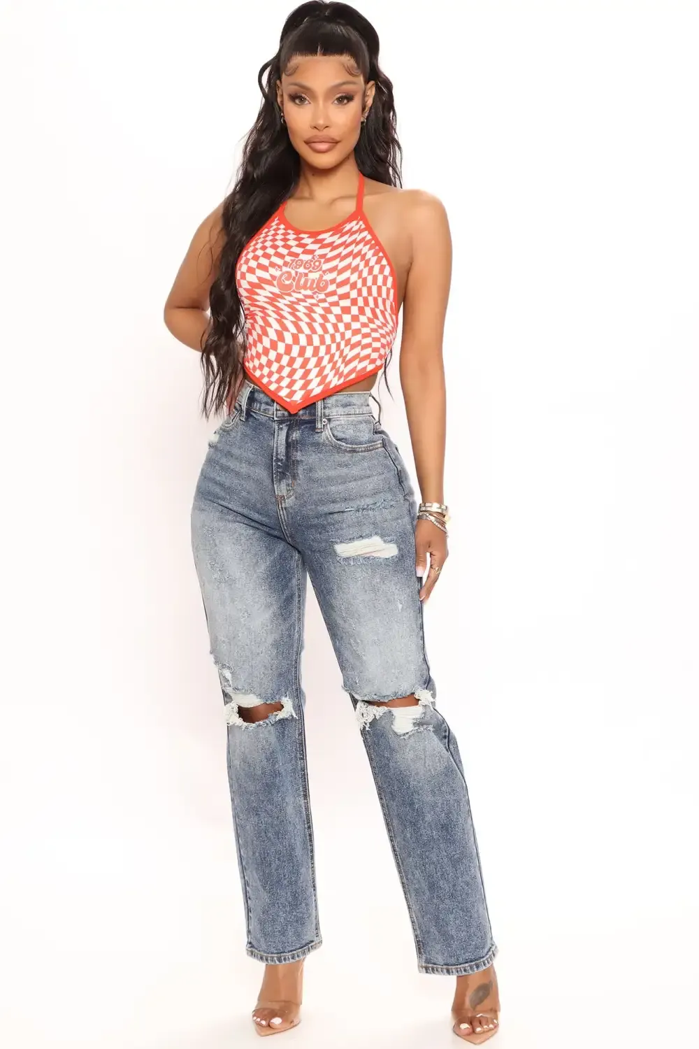 We're Better Together Distressed Boyfriend Jeans - Medium Blue Wash