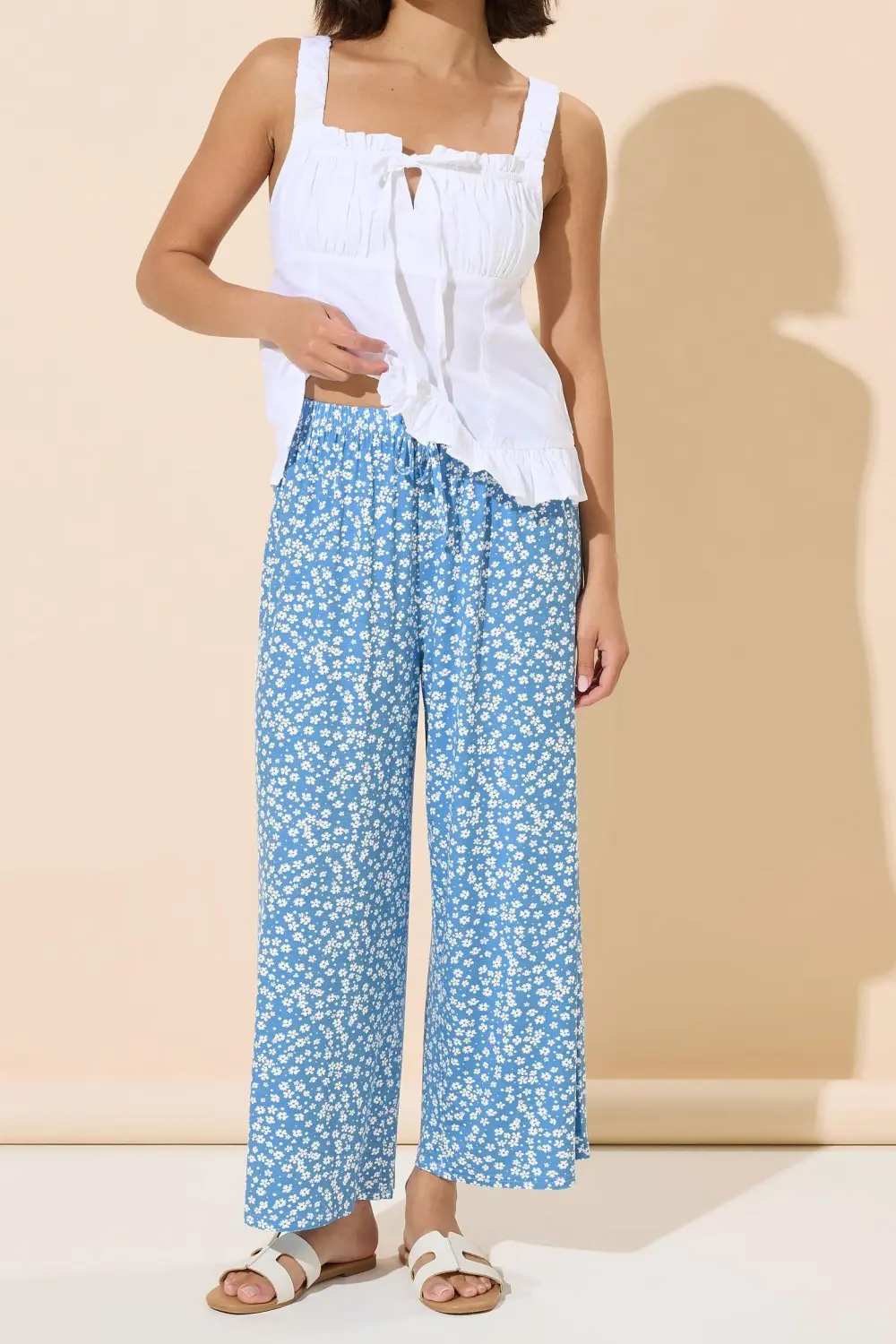 Casual Floral Drawstring Elastic Waist Women's Trousers