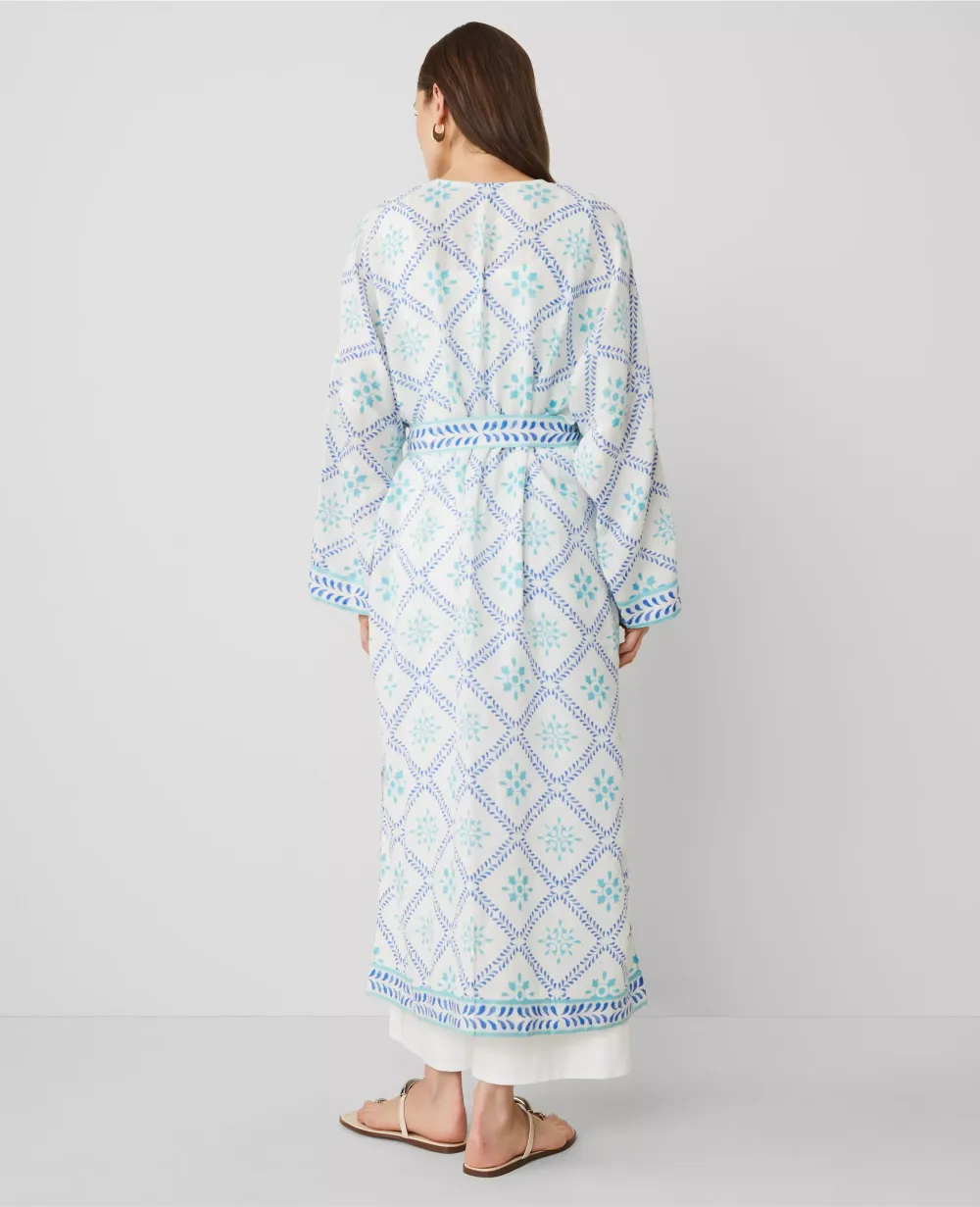 Tile Embroidered Kimono