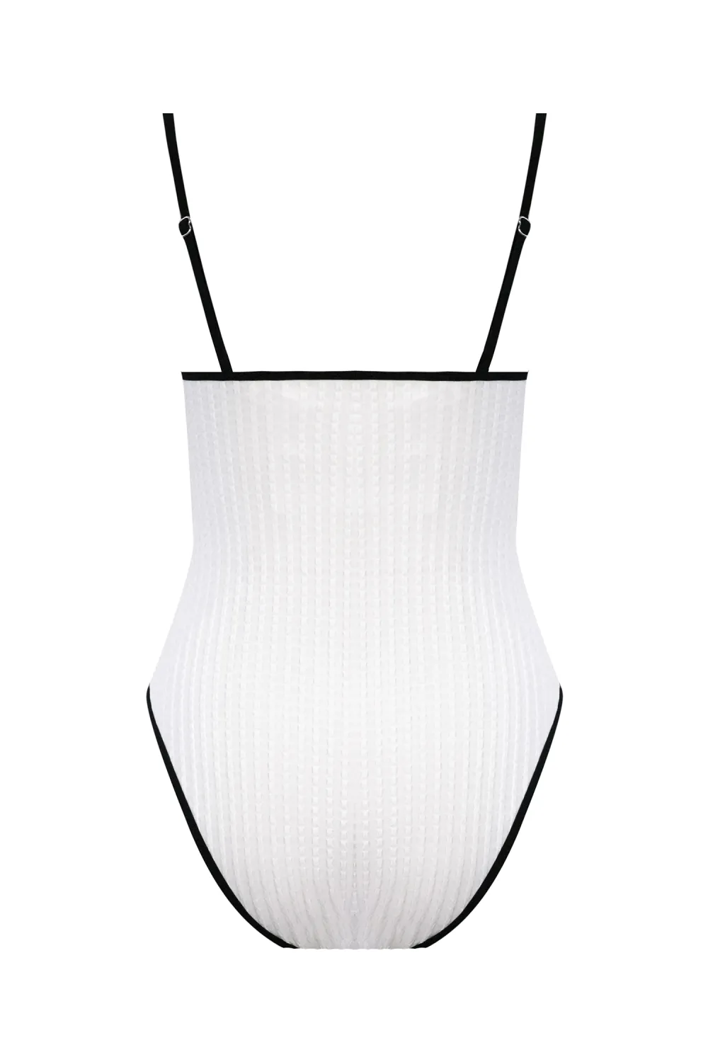 x JoJo Coastal Rib Knotted Cutout Piping One-Piece Swimsuit