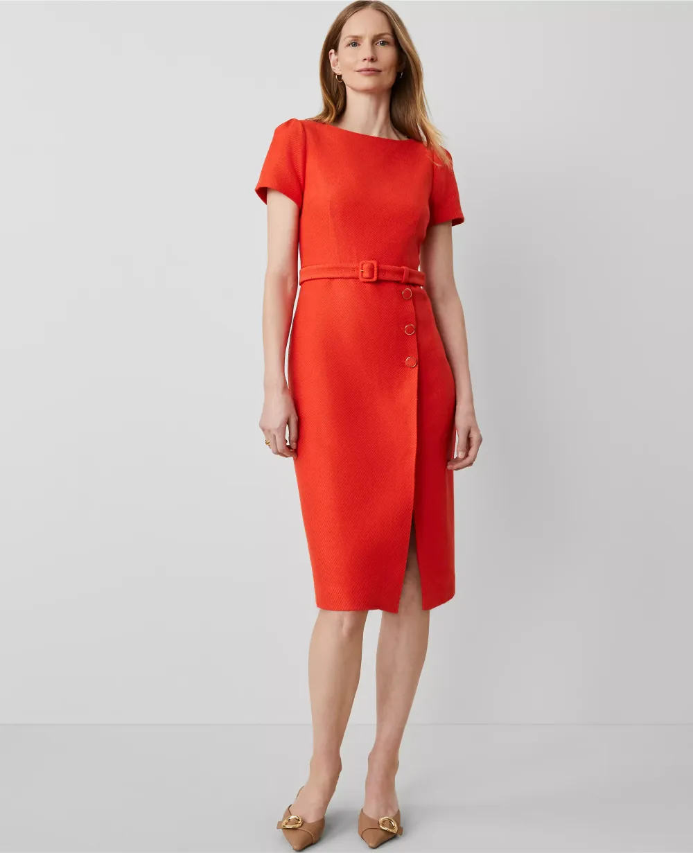 Tweed Short Sleeve Sheath Dress