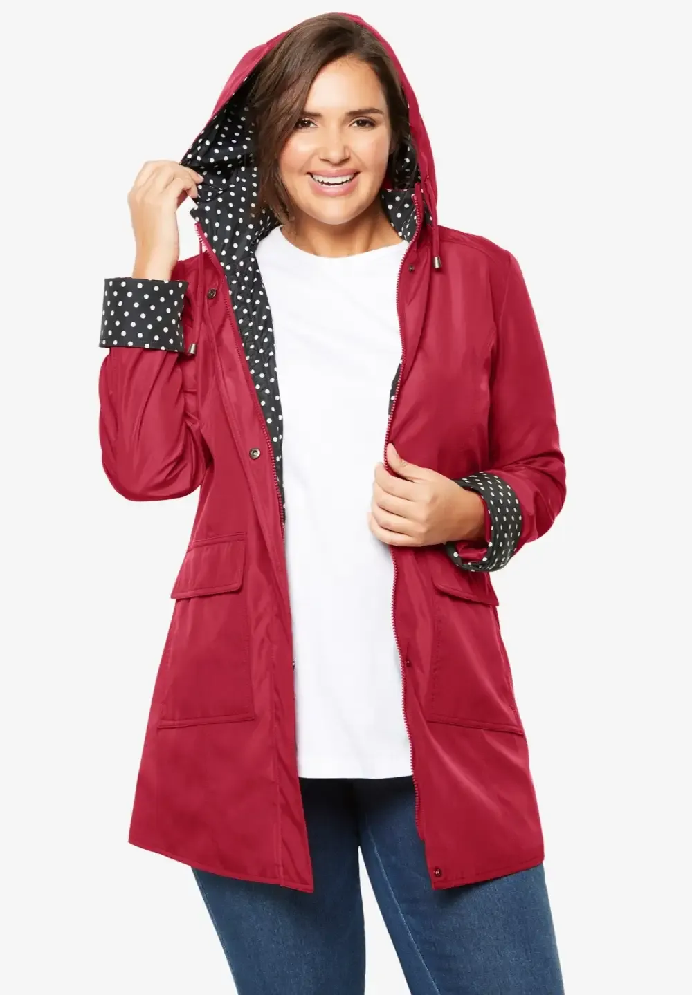 Dot Trim Raincoat