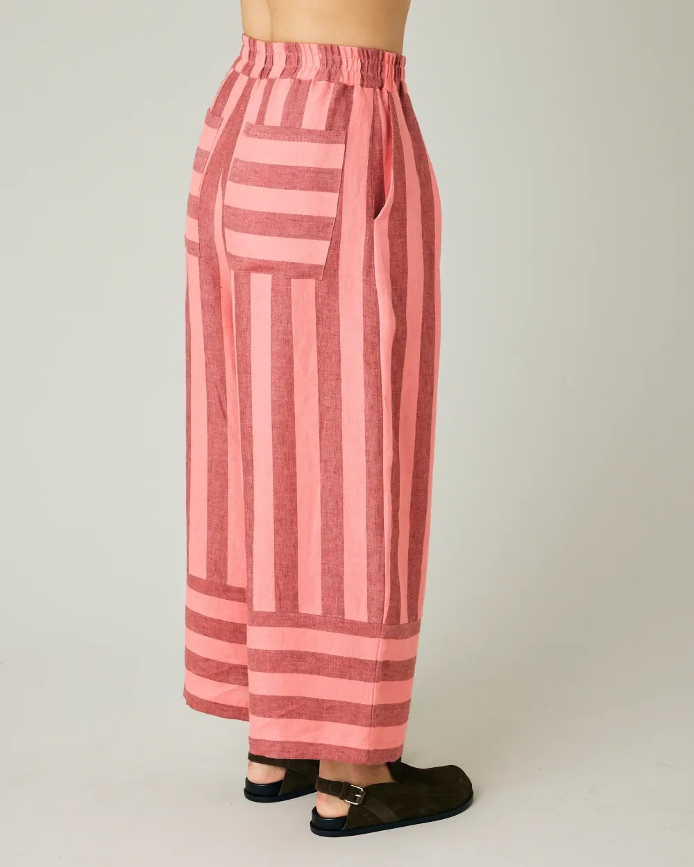 BLUSH STRIPE LINEN TROUSERS