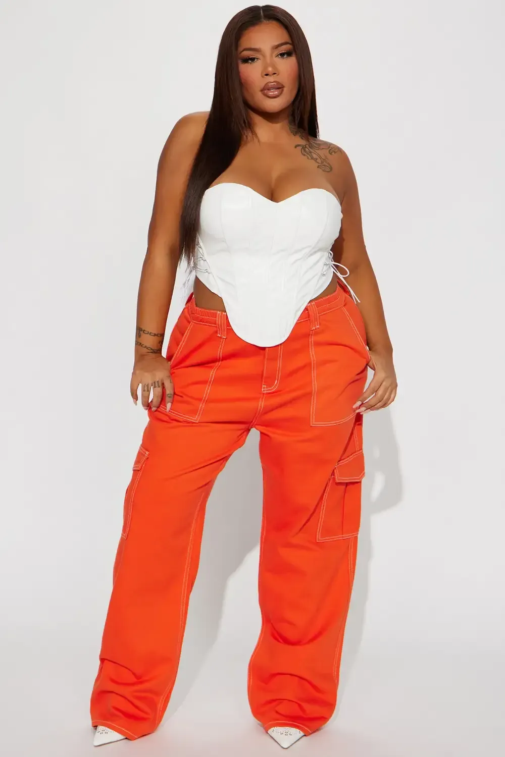Give Me A Break Cargo Carpenter Jeans - Orange