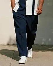 Big & Tall Men's Colorblock Short Sleeve Shirt and Pants Suit