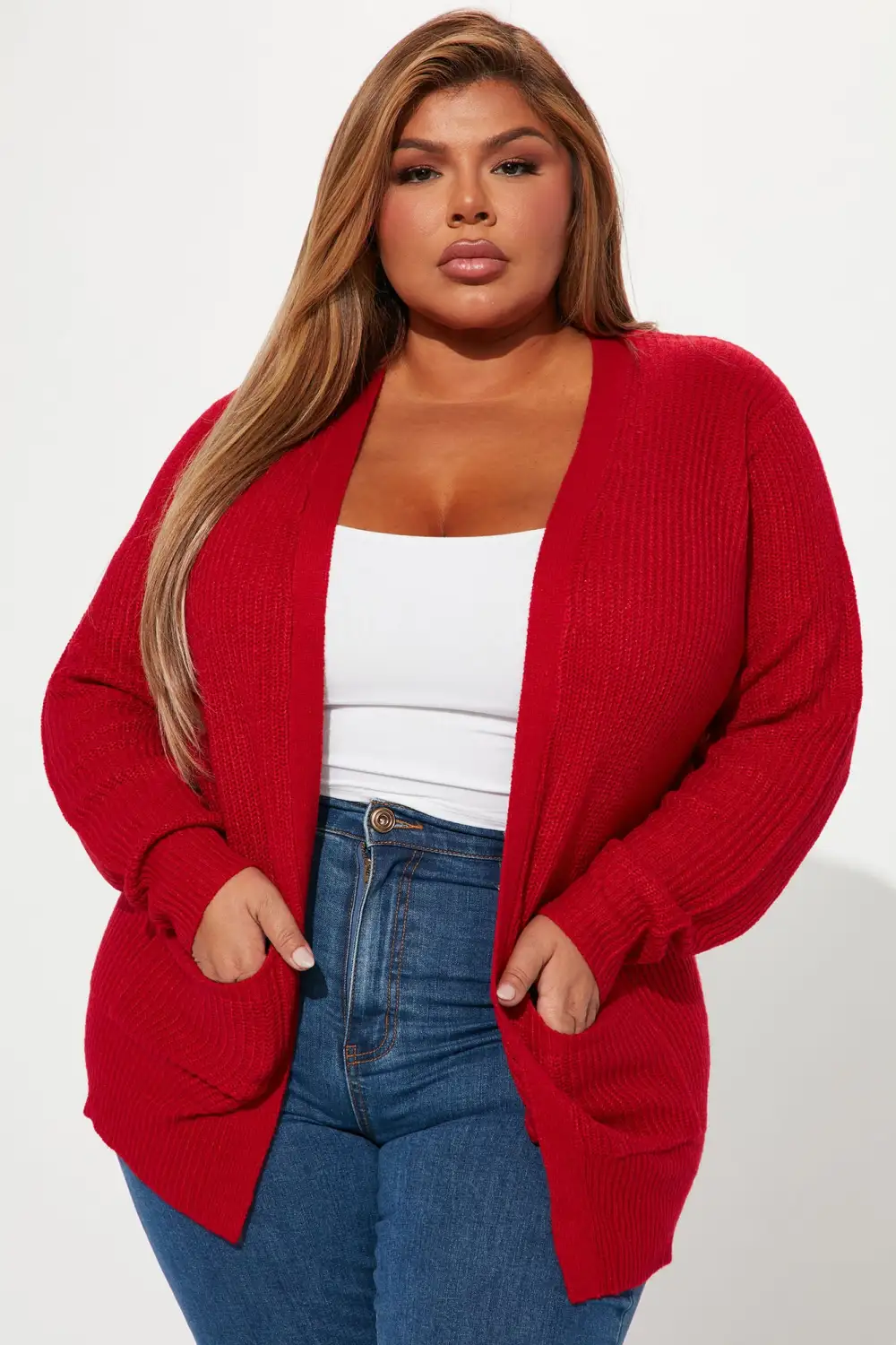 Zoe Two Pocket Cardigan - Deep Red