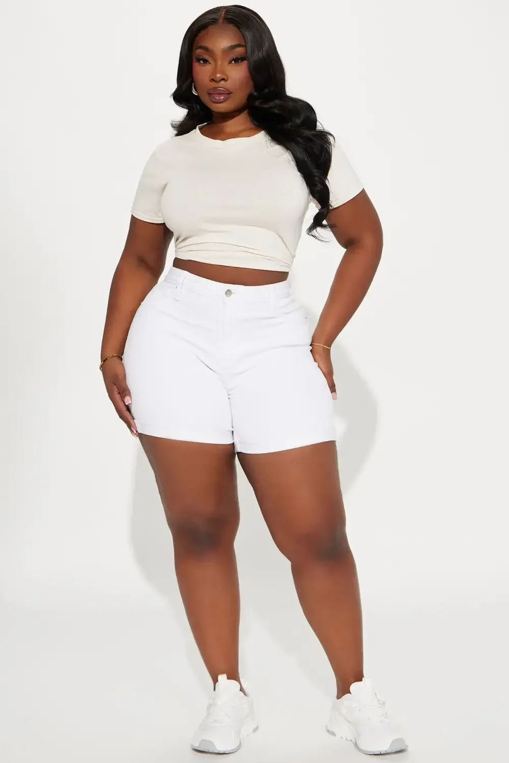 No Muffin Top Denim Shorts - White
