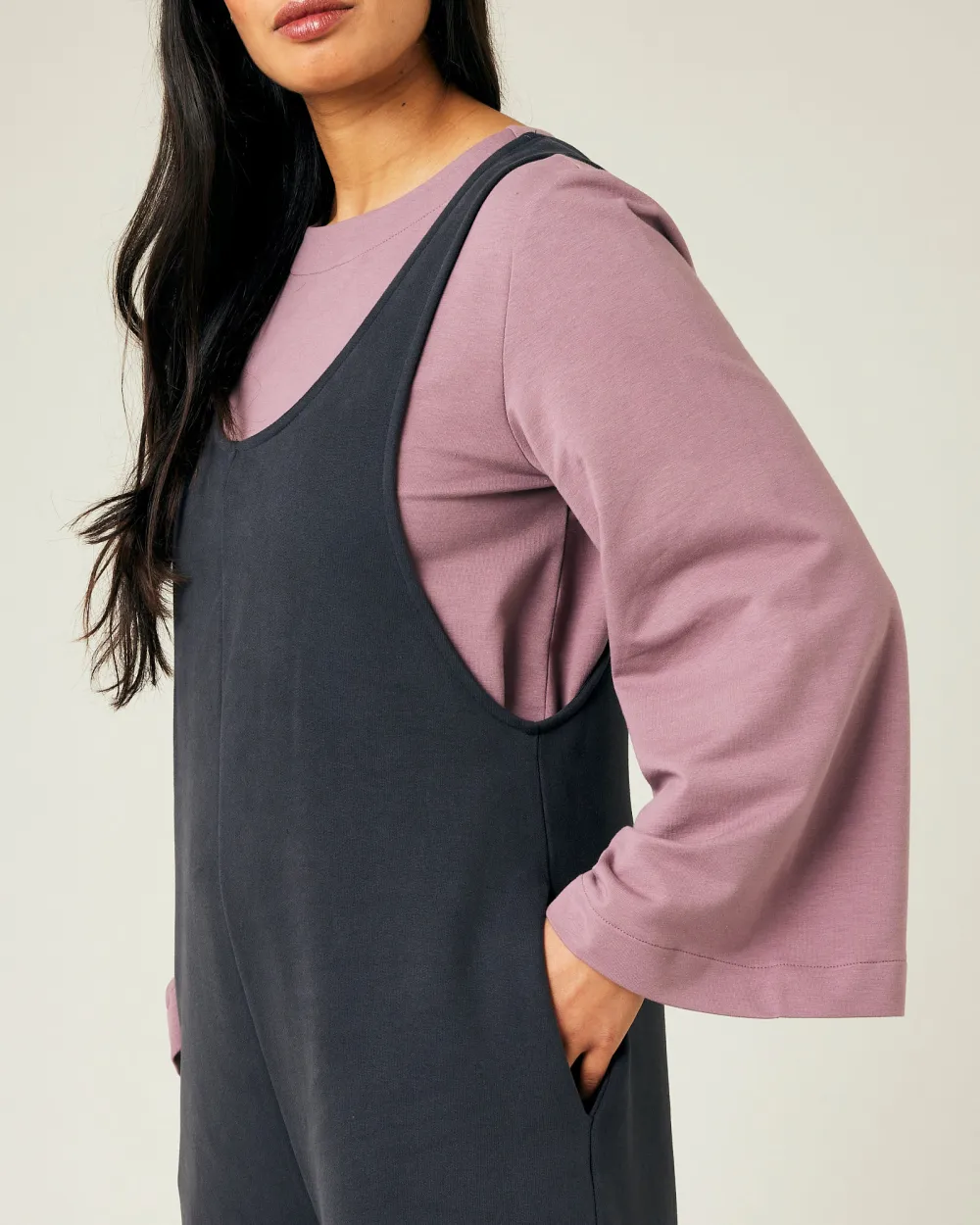 ORGANIC COTTON JERSEY JUMPSUIT - SLATE