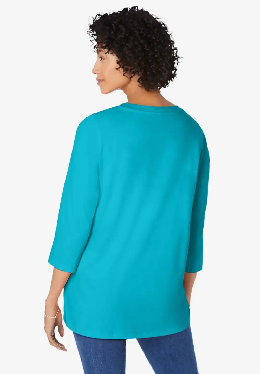 Perfect Three-Quarter Sleeve V-Neck Tunic