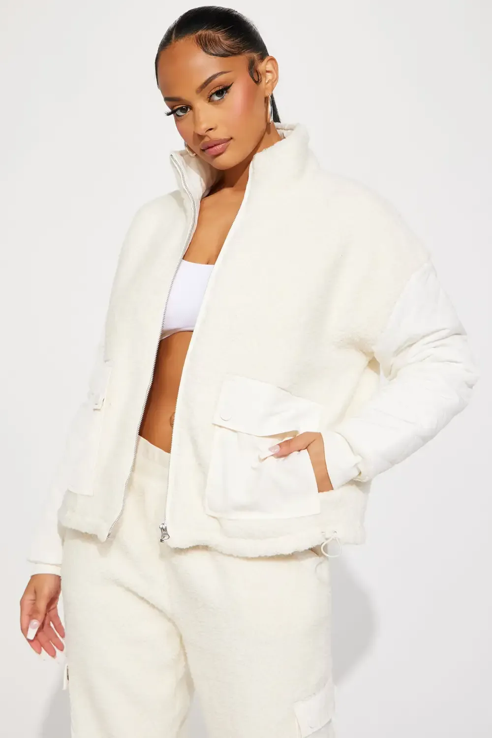 Go With The Wind Sherpa Jacket - Cream
