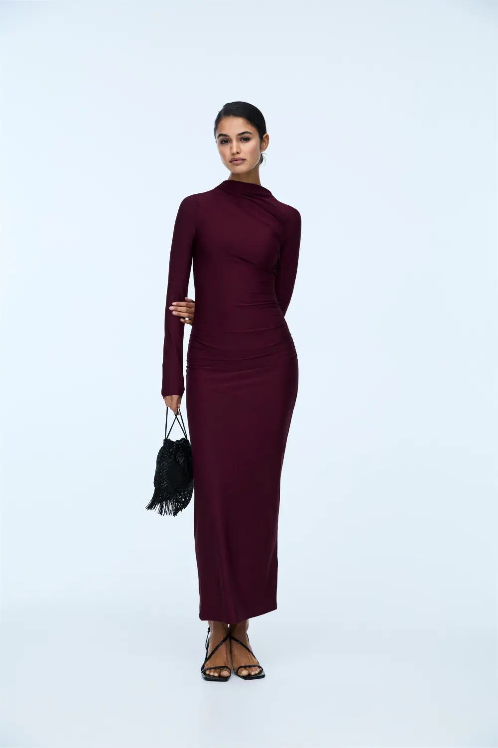 Vestido midi frunces