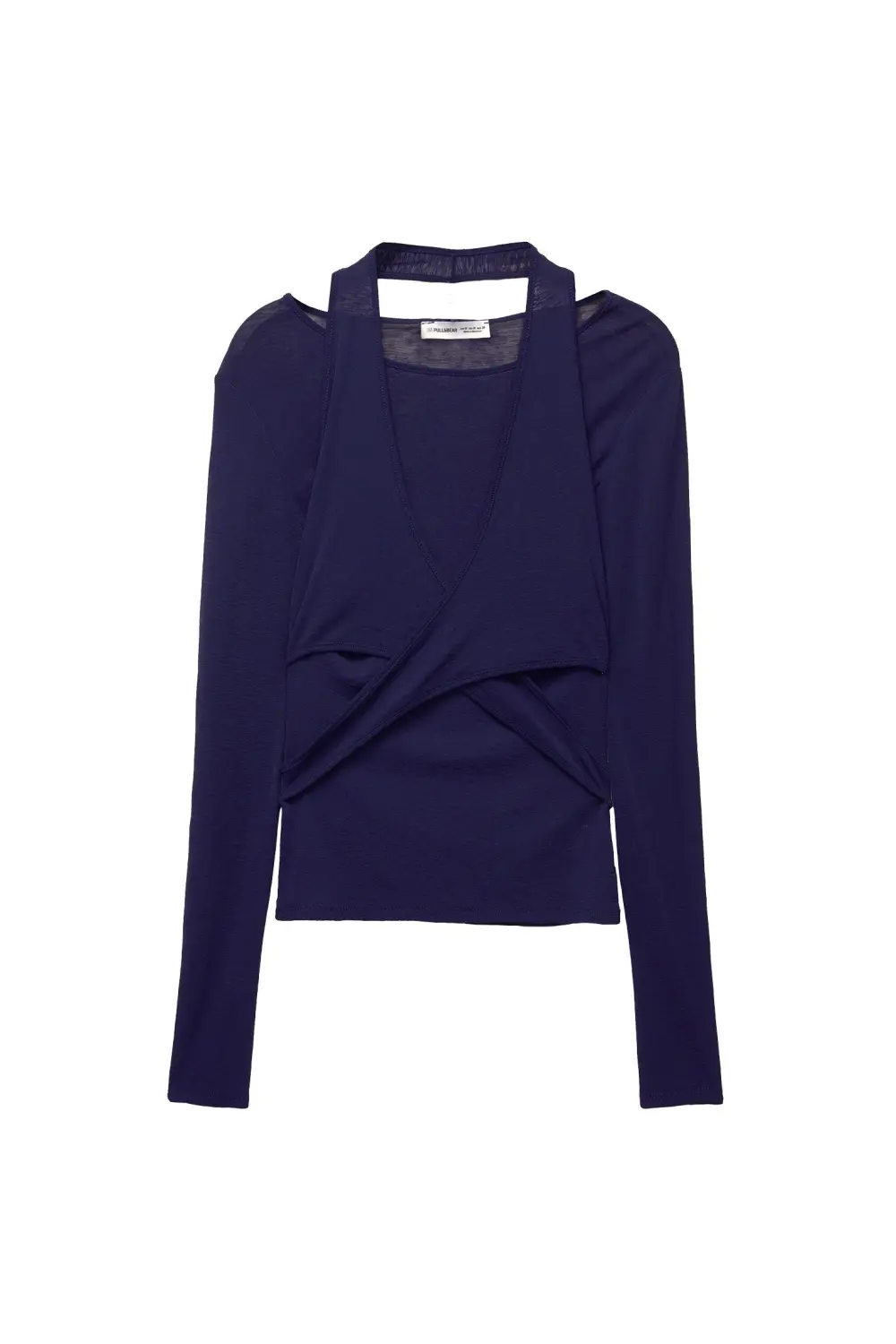 Double-layer top with crossover neckline