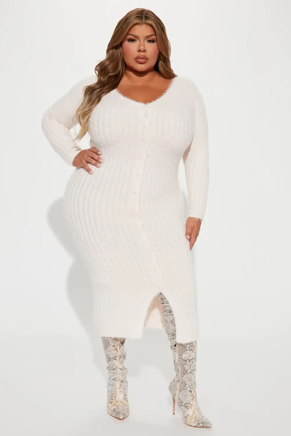 Farrah Fuzzy Sweater Maxi Dress - Pink