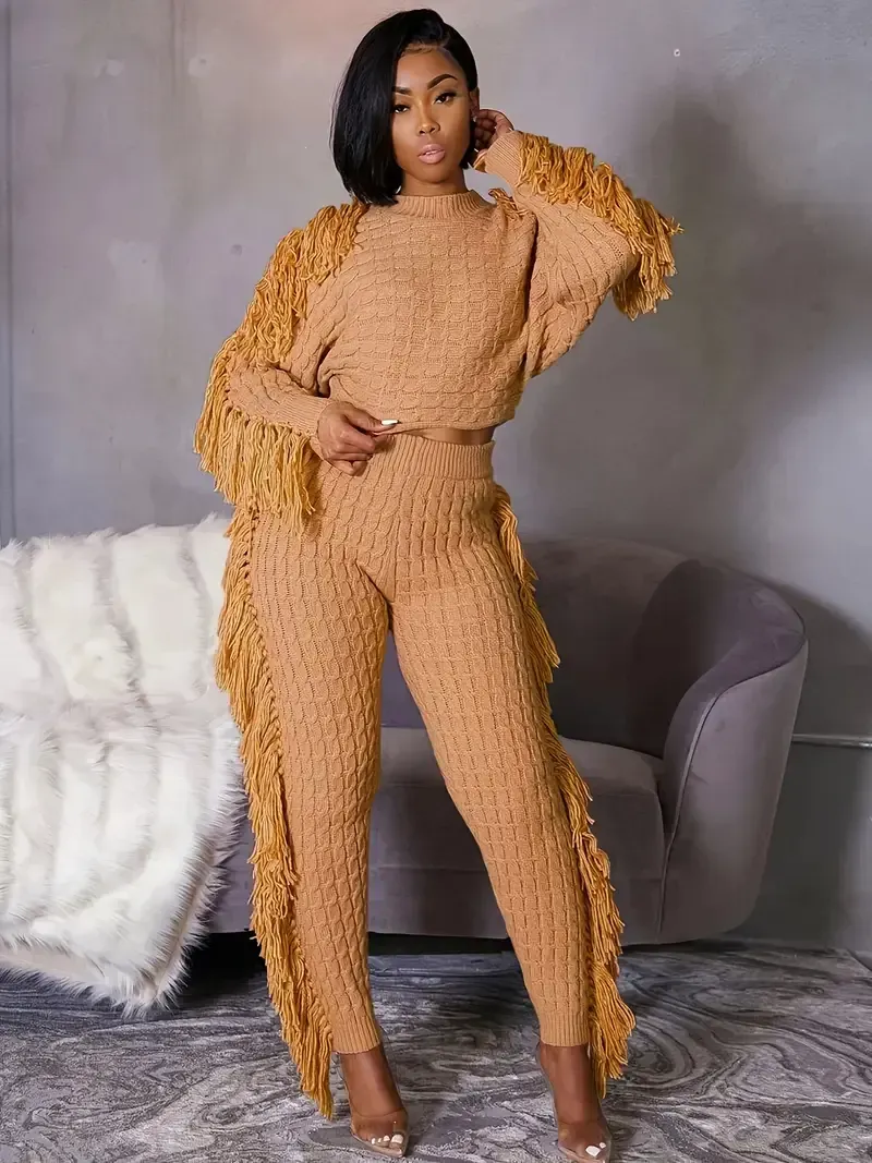 Tassel Knit Sweater Set