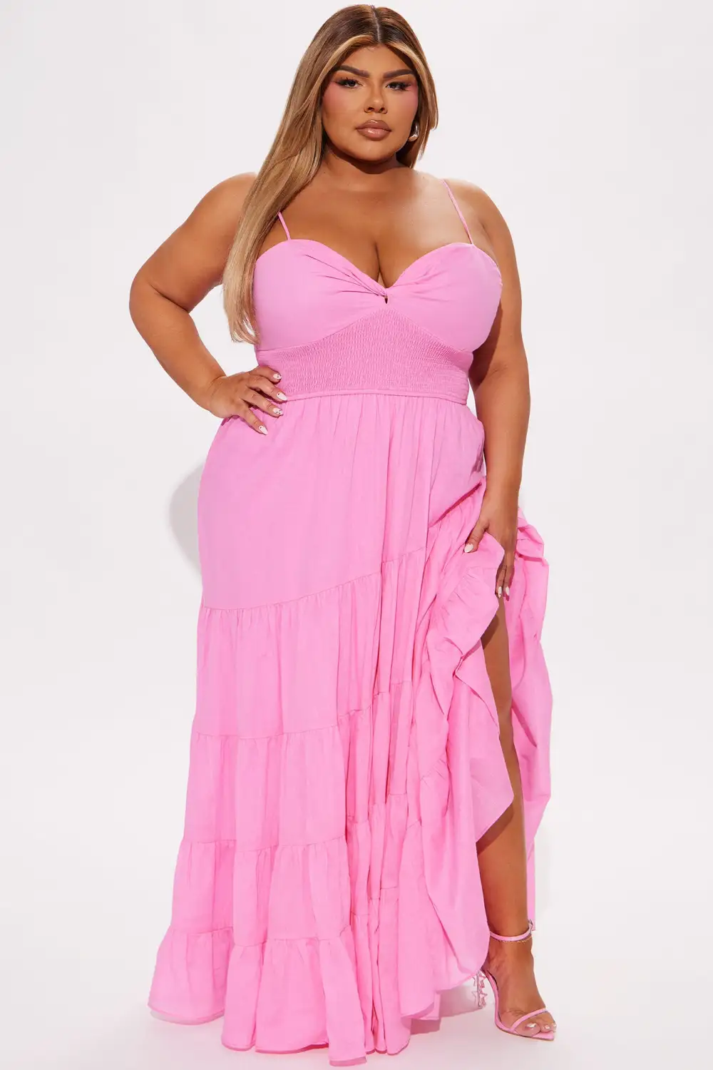 Everly Tiered Maxi Dress - Hot Pink