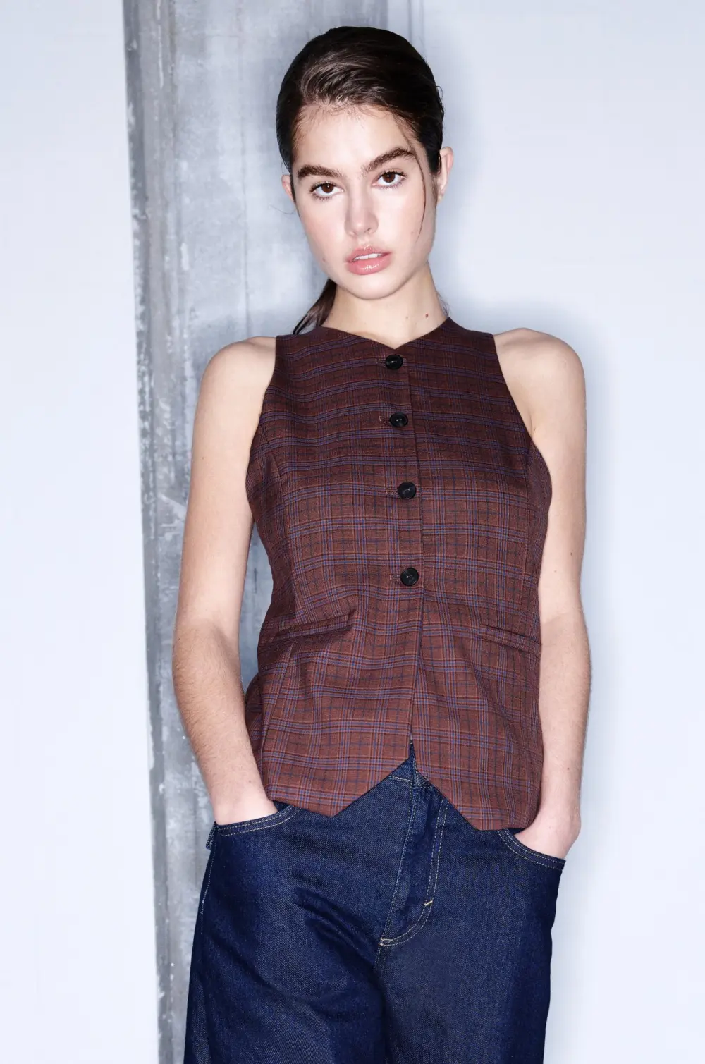 Checked vest