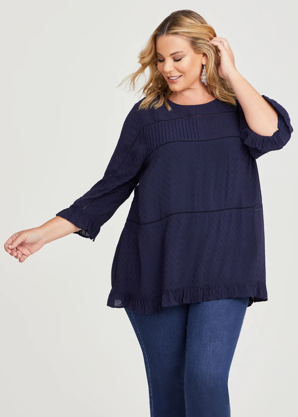 Natural Dobby Frill Top
