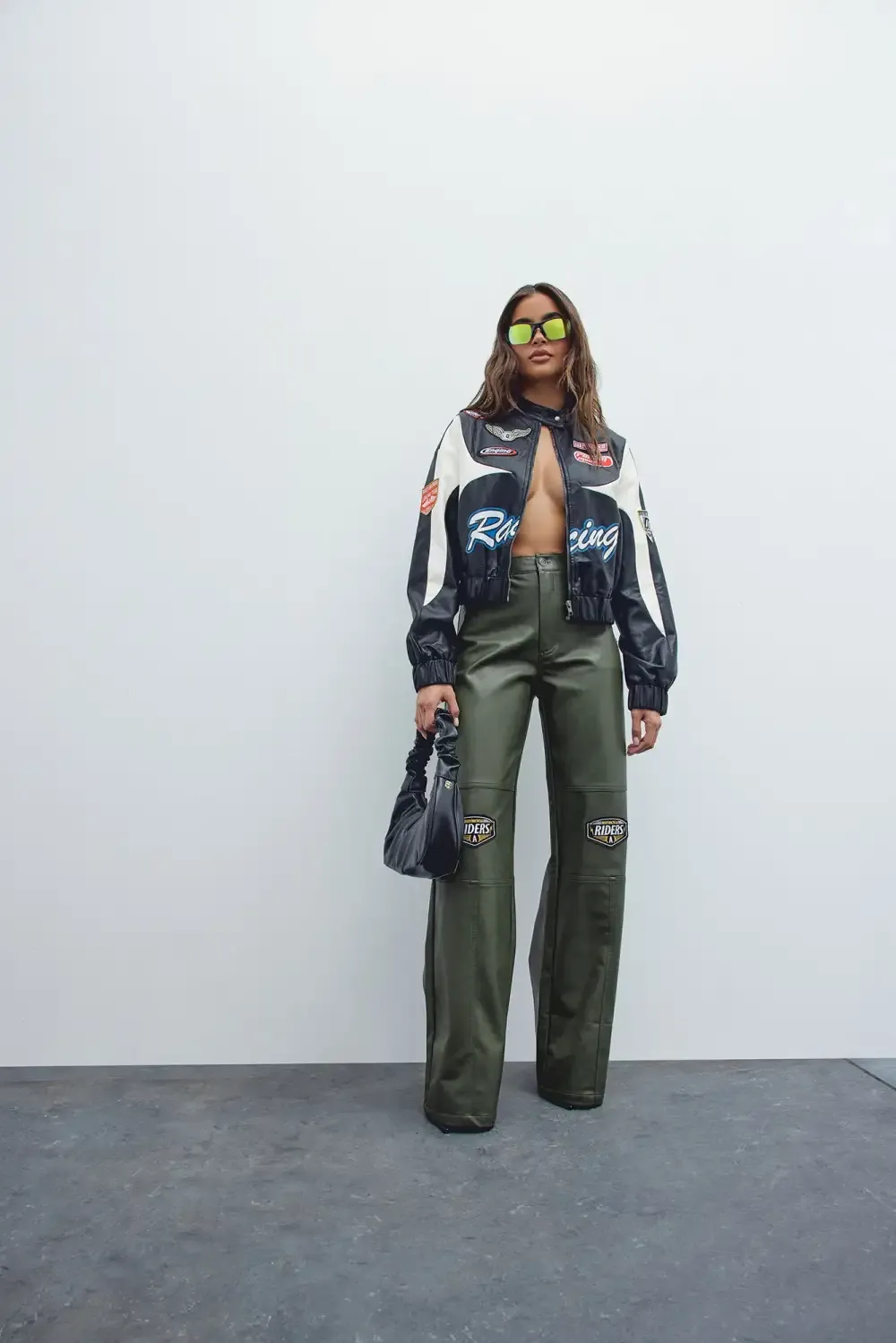 Racer Girl Bomber Jacket - Black/combo