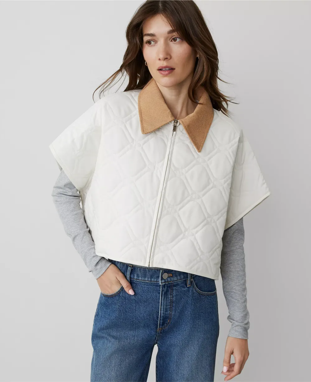 Weekend Collection Quilted Cropped Poncho