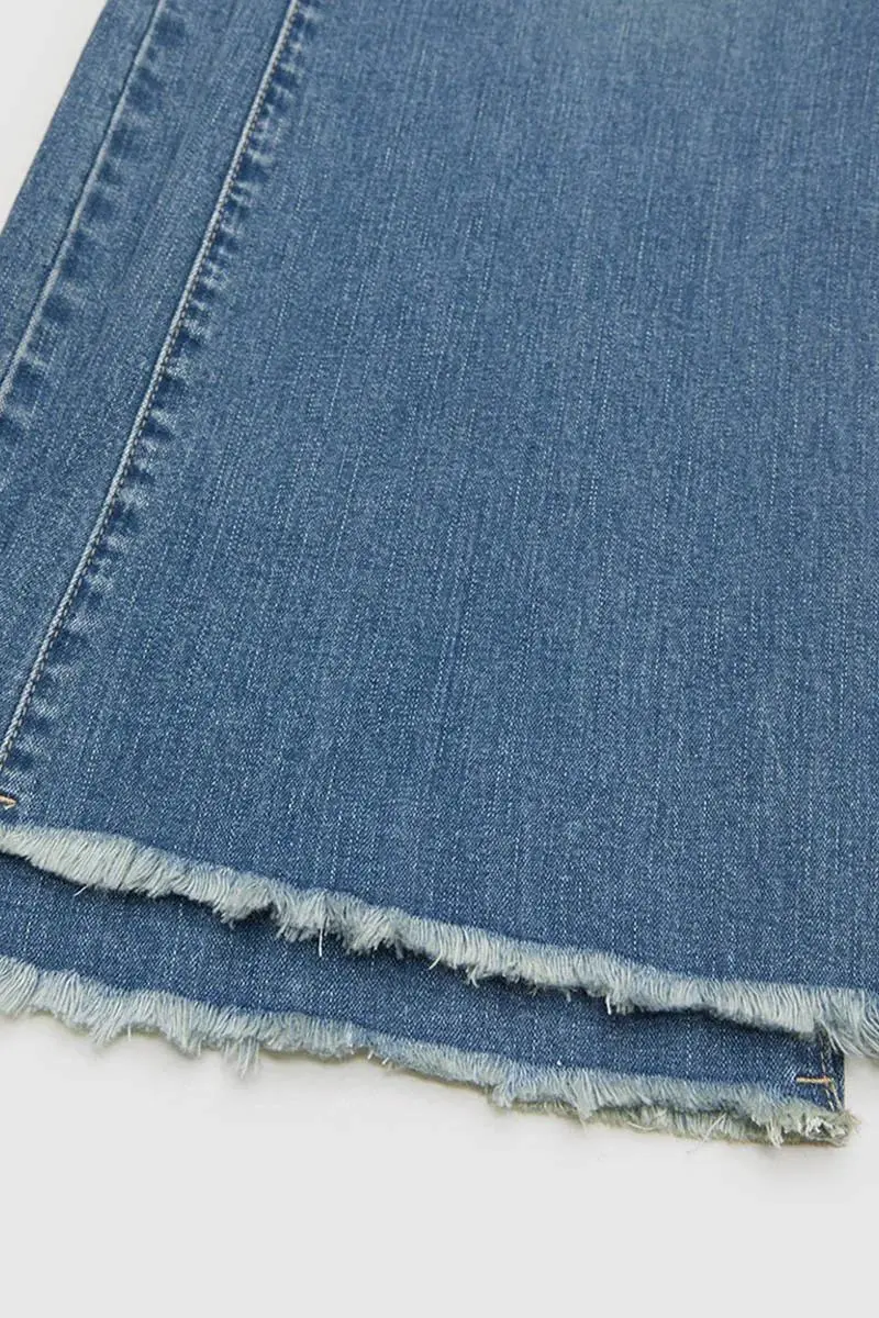 Slant Pocket Raw Hem Low Waist Flare Jeans