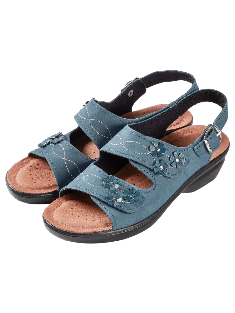 Women's Beautiful Blossoms Adjustable Leather Sandals
