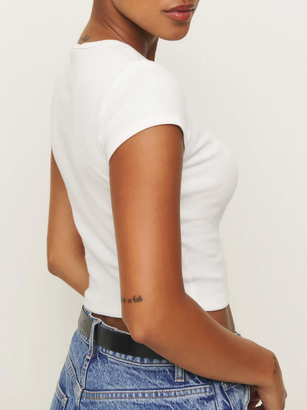 Cropped Crew Neck Knit Top