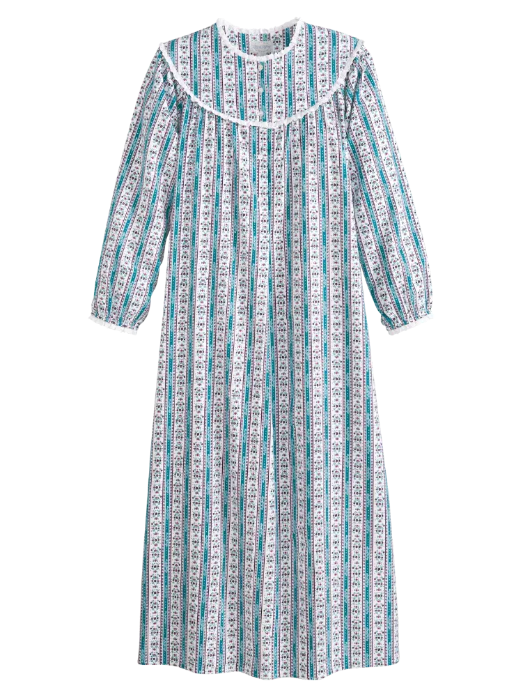 Lanz Classic Tyrolean Cotton Flannel Nightgown, 54 Inch