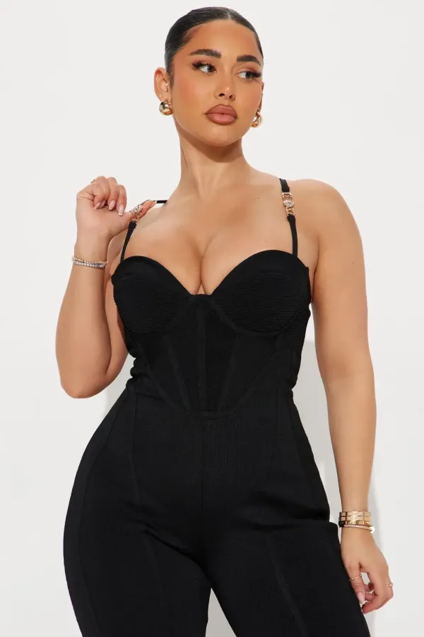 Victoria Bandage Jumpsuit - Black