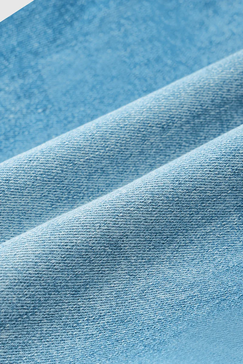 Wash Stretchy Roll Hem Mid Waist Capri Jeans