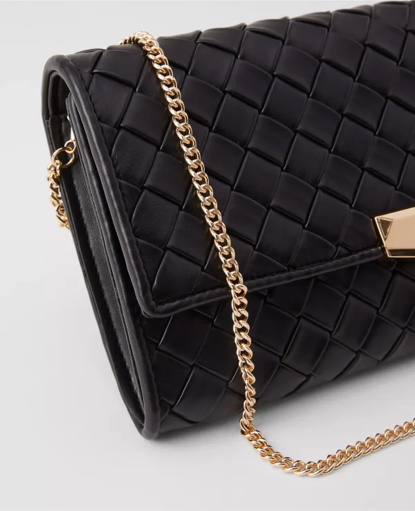 Woven Faux Leather Clutch Bag