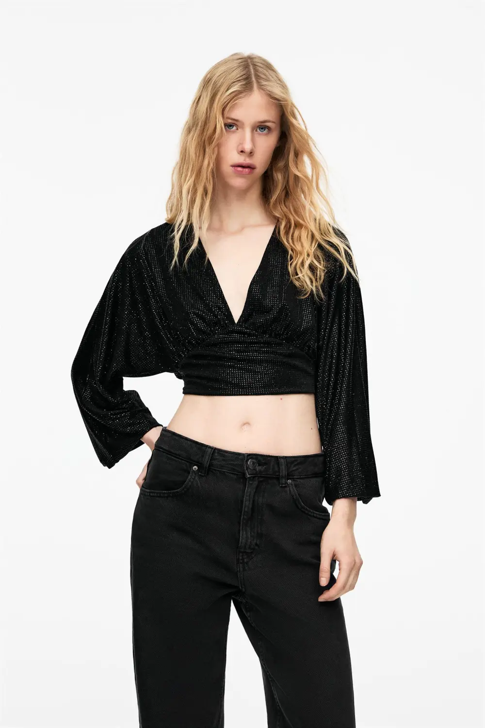 Long sleeve shiny top