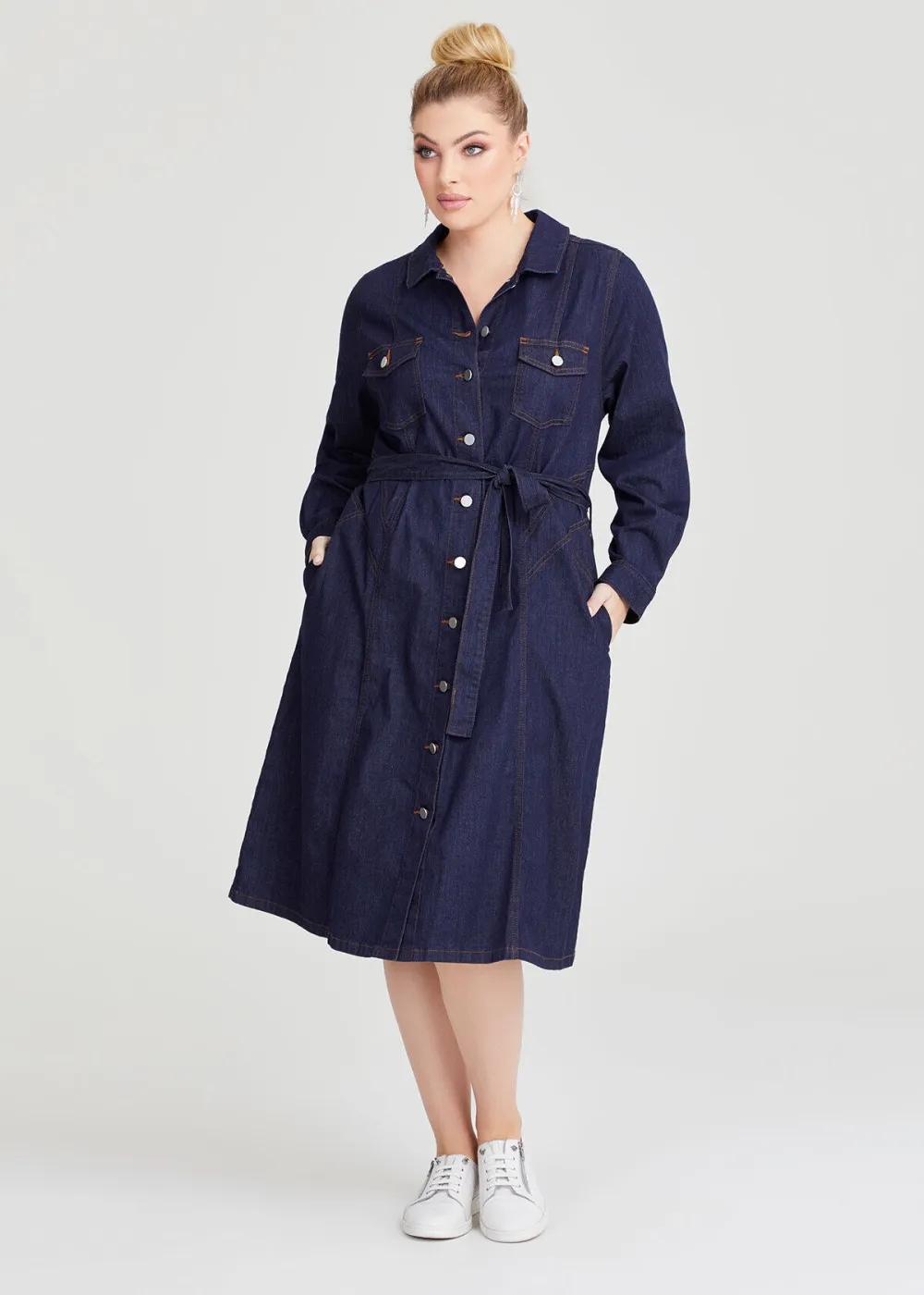Cotton Chambray Shirt Dress