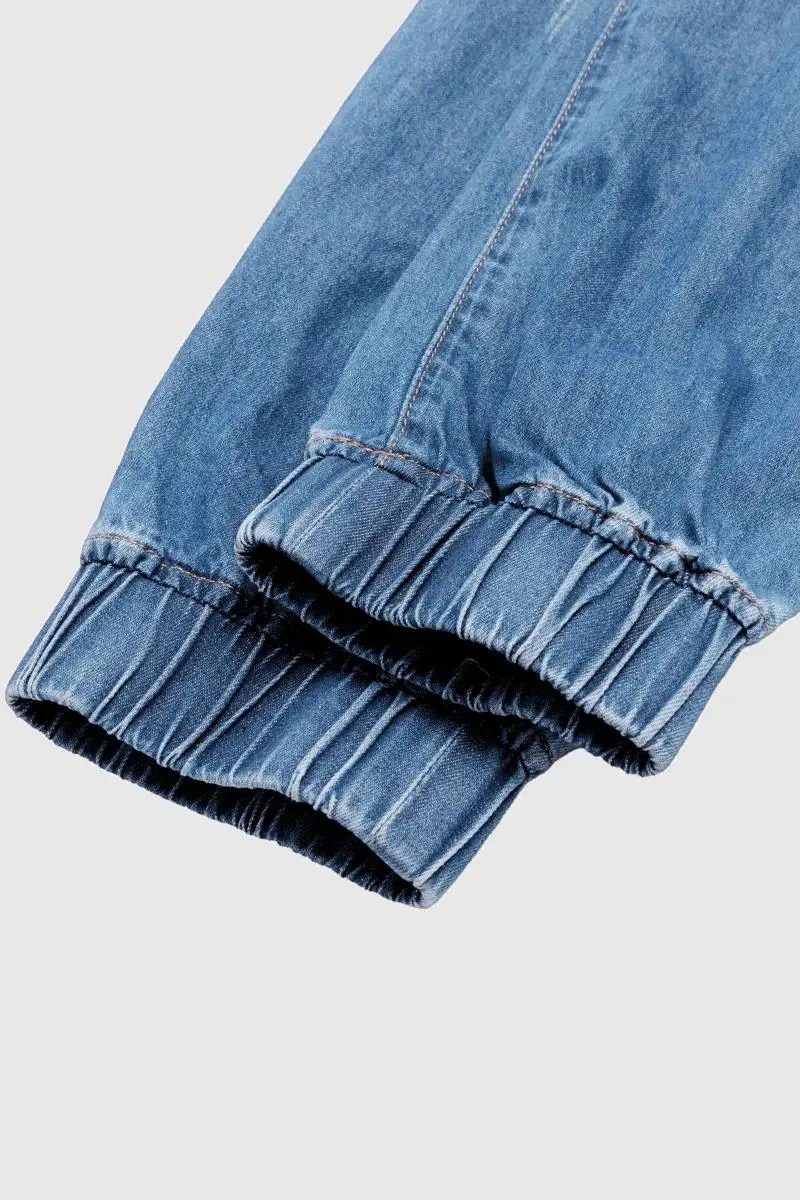 Cut Out Slant Pocket Drawstring Mid Rise Straight Leg Cropped Jeans