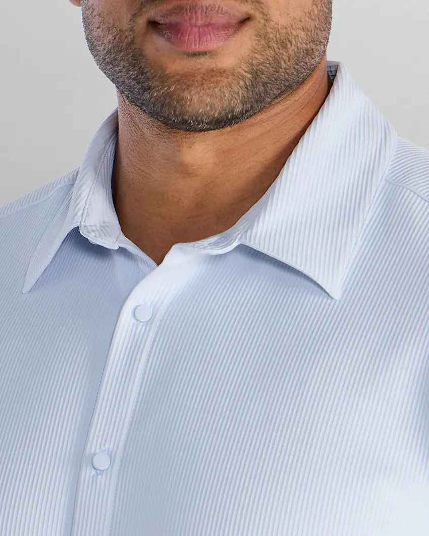 Ribbed+ Short Sleeve Button Down