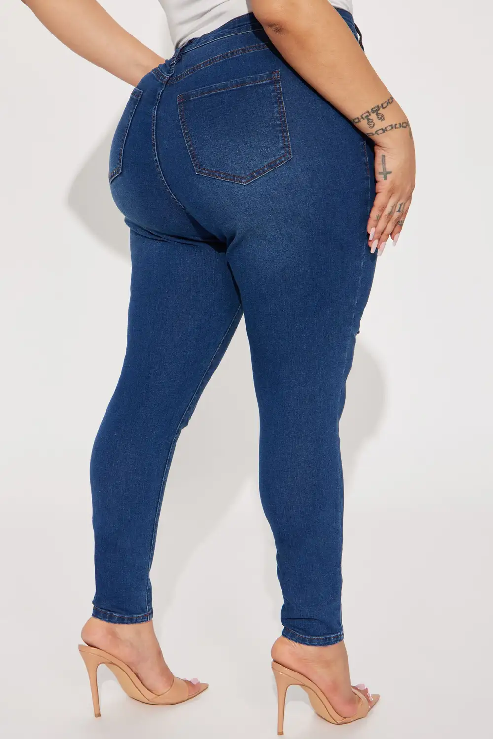 Khloe Ripped High Rise Stretch Skinny Jeans - Dark Wash