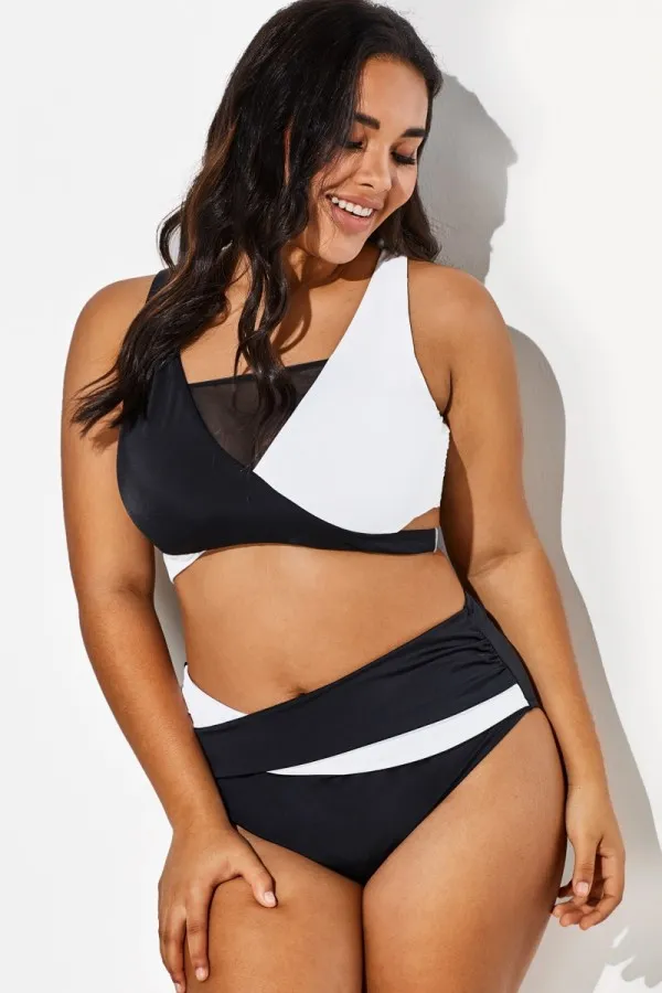 Colorblock Stylish Women Wrap Swimsuits Bikini Top